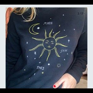 Sun moon and stars crew neck
